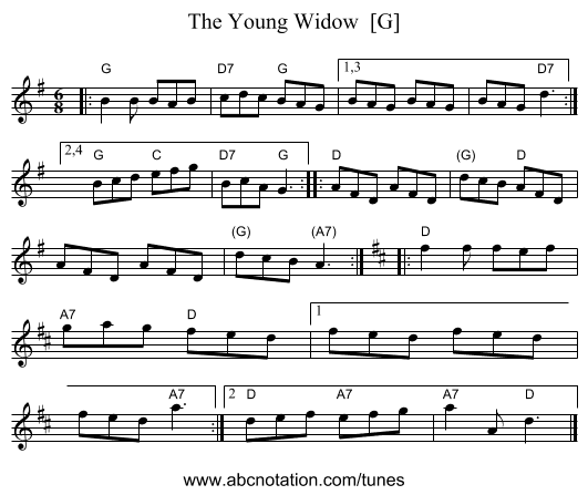 The Young Widow  [G] - staff notation