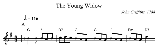 The Young Widow - staff notation