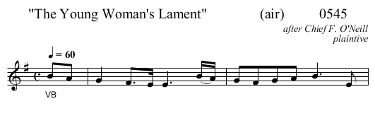 The Young Woman's Lament               (air)          0545 - staff notation