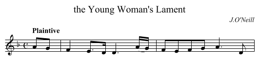the Young Woman's Lament - staff notation