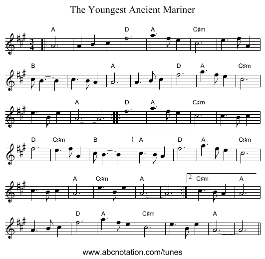 The Youngest Ancient Mariner - staff notation