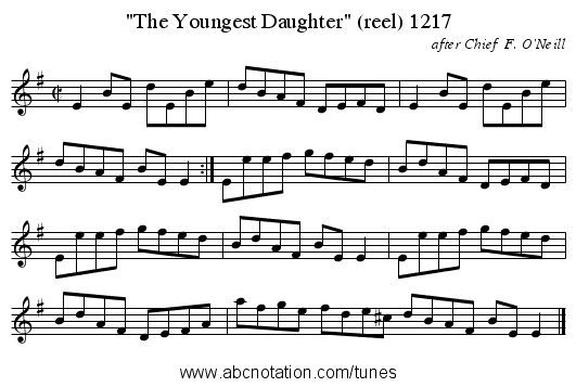 The Youngest Daughter (reel) 1217 - staff notation