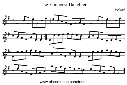 The Youngest Daughter - staff notation