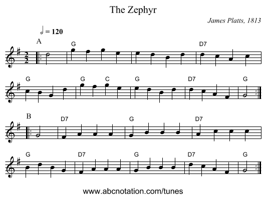 The Zephyr - staff notation