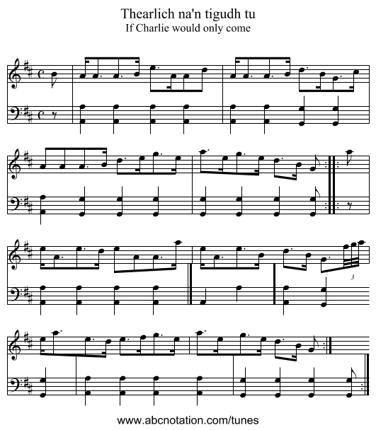 Thearlich na'n tigudh tu - staff notation