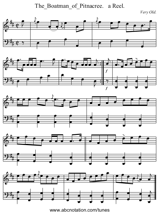 The_Boatman_of_Pitnacree.   a Reel. - staff notation