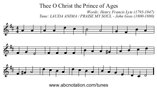 Thee O Christ the Prince of Ages - staff notation