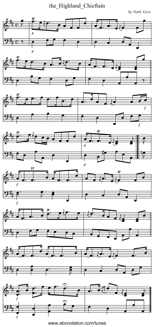 the_Highland_Chieftain - staff notation