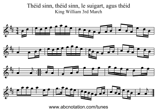 Théid sinn, théid sinn, le suigart, agus théid - staff notation
