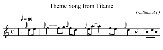 Theme Song from Titanic - staff notation