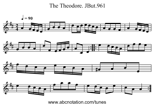 Theodore. JBut.961, The - staff notation