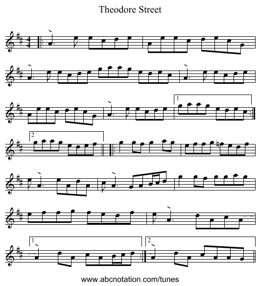 Theodore Street - staff notation
