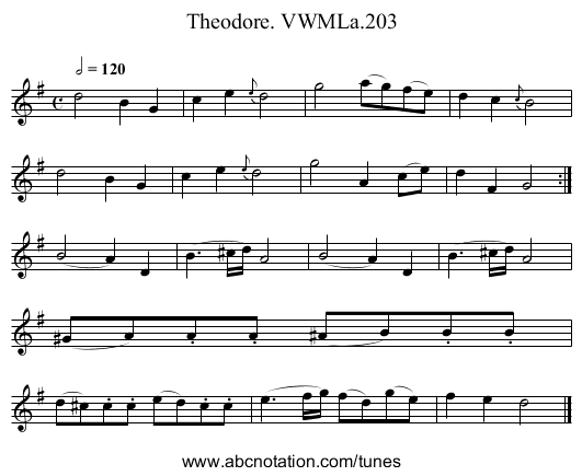 Theodore. VWMLa.203 - staff notation