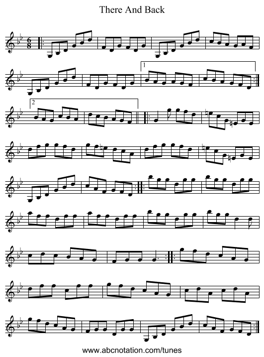 There And Back - staff notation