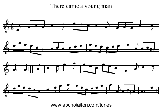 There came a young man - staff notation