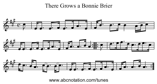 There Grows a Bonnie Brier - staff notation