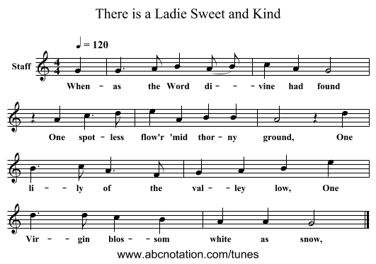 There is a Ladie Sweet and Kind - staff notation