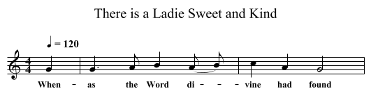 There is a Ladie Sweet and Kind - staff notation