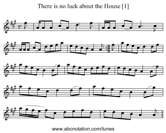 There is no luck about the House [1] - staff notation