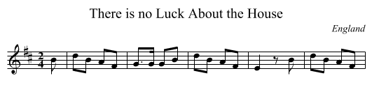 There is no Luck About the House - staff notation
