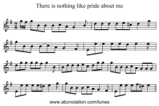 There is nothing like pride about me - staff notation