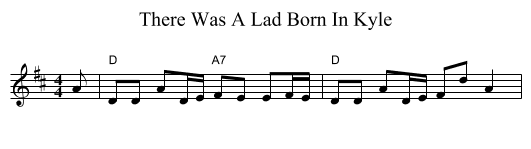 There Was A Lad Born In Kyle - staff notation