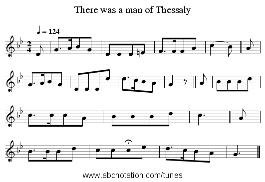 There was a man of Thessaly - staff notation