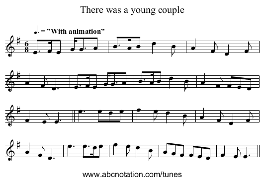 There was a young couple - staff notation