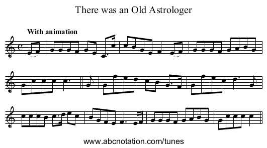 There was an Old Astrologer - staff notation