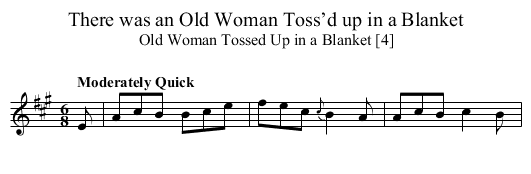 There was an Old Woman Toss’d up in a Blanket - staff notation