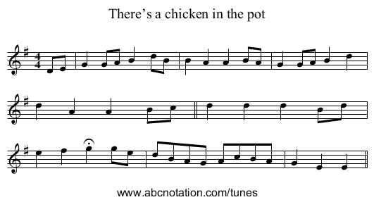There’s a chicken in the pot - staff notation