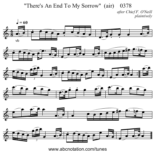 There's An End To My Sorrow  (air)    0378 - staff notation