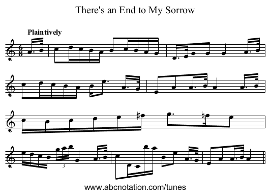 There's an End to My Sorrow - staff notation