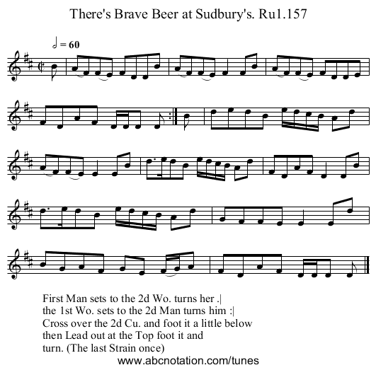 There's Brave Beer at Sudbury's. Ru1.157 - staff notation