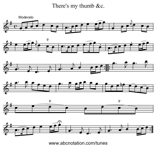 There's my thumb &c. - staff notation