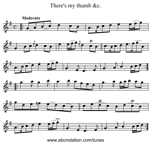 There's my thumb &c. - staff notation