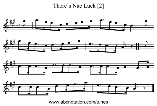 There’s Nae Luck [2] - staff notation
