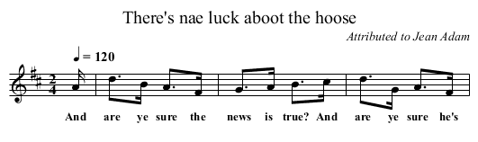There's nae luck aboot the hoose - staff notation