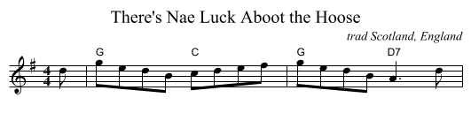 There's Nae Luck Aboot the Hoose - staff notation