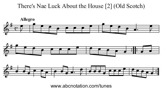 There's Nae Luck About the House [2] (Old Scotch) - staff notation
