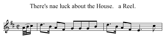 There's nae luck about the House.   a Reel. - staff notation