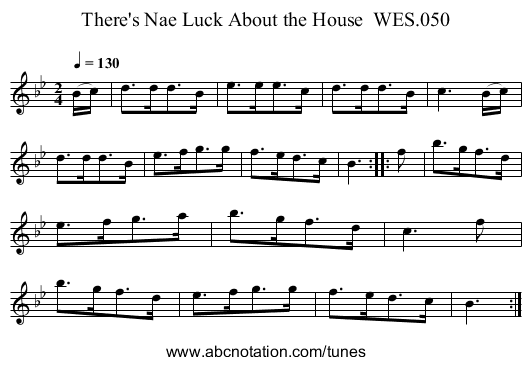 There's Nae Luck About the House  WES.050 - staff notation