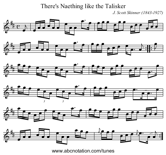 There's Naething like the Talisker - staff notation