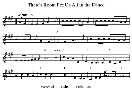 There's Room For Us All in the Dance - staff notation