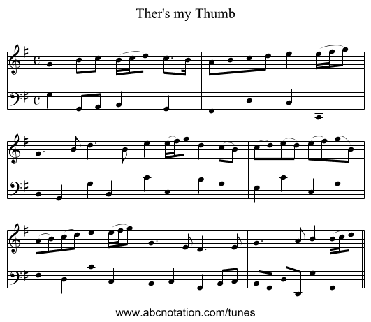 Ther's my Thumb - staff notation