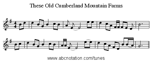 These Old Cumberland Mountain Farms - staff notation