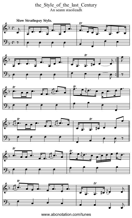 the_Style_of_the_last_Century - staff notation