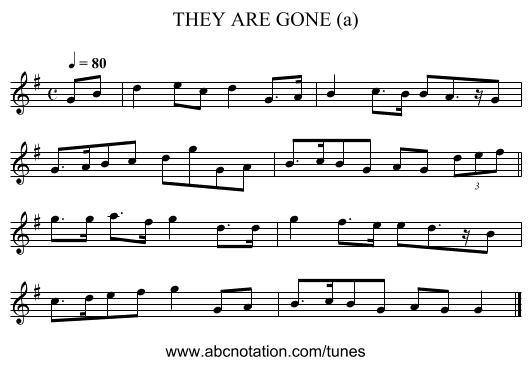 THEY ARE GONE (a) - staff notation