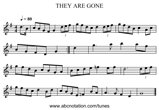 THEY ARE GONE - staff notation