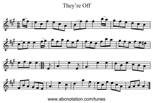 They’re Off - staff notation